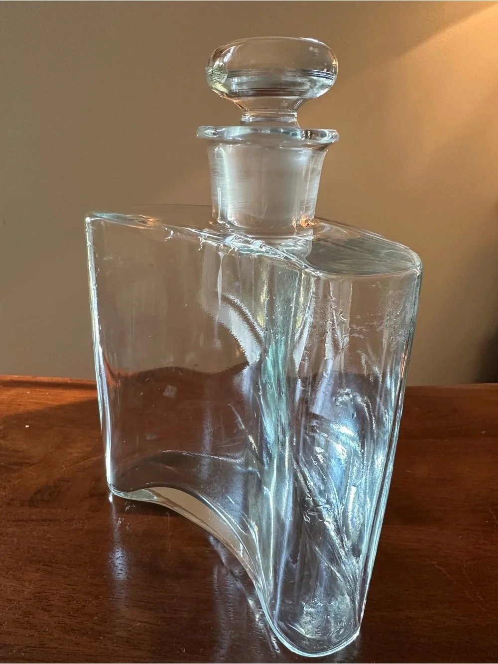Crate & Barrel • large decanter • glass • heavyweight